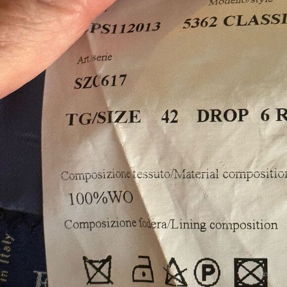 Saks Fifth Ave Black Label Tropical Wool Men’s Blue Windowpane Jacket. Size 42. - Picture 10 of 10